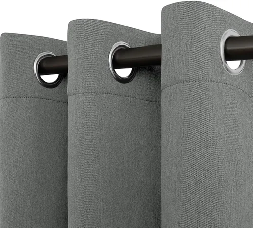 Vista 17 de Easy-Going - Cortinas opacas con aspecto de lino para oscurecer la habitación, con ojales para ventana, cortinas para dormitorio, sala de estar