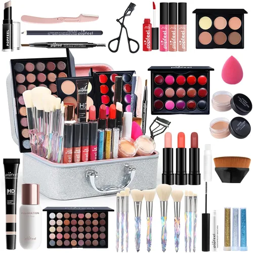 Vista 17 de Kit de maquillaje todo en uno rosa intenso para mujeres, kit completo, regalo de maquillaje para el día de la madre, para mujeres y niñas, paquete