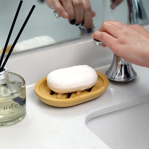 Vista 2 de Molde de silicona para jabonera de hormigón con drenaje, soporte de jabón de cemento para ducha/baño, herramientas de fabricación de bandejas