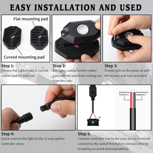 Vista 5 de Kit de luces LED blancas con 12 luces de cápsula compatible con camión, automóvil, SUV, barco, motocicleta, vehículo, fácil instalación
