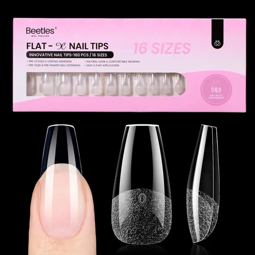Vista 27 de Beetles - Kit de uñas de gel FlatX, almendra corta, 320 puntas de uñas de 16 tamaños, con pegamento sólido de uñas de 0.5 onzas, removedor