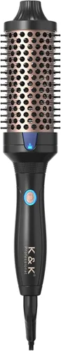 Vista 9 de K&K Cepillo para rizar caliente de 1.5 pulgadas de cerámica turmalina iónica para dar volumen en la raíz y rizos sueltos (negro)