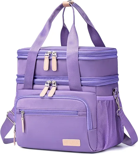 Vista 11 de Weitars Lonchera para mujeres y hombres, lonchera grande con doble compartimento para hombres, lonchera para adultos, para enfermeras, oficina Caqui