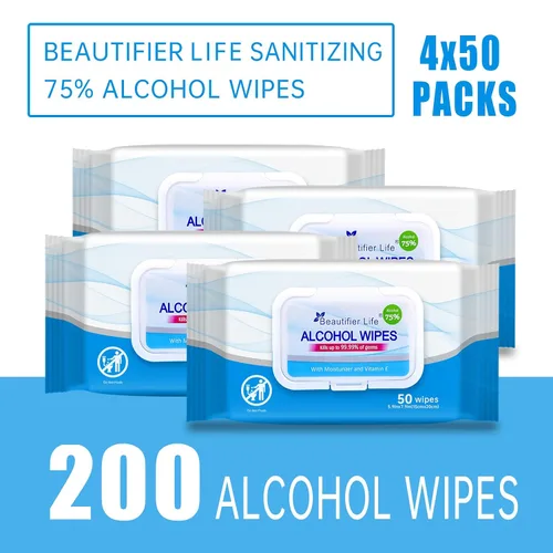 Vista 3 de Beautifier Life Toallitas húmedas – Toallitas desinfectantes de manos con aloe y vitamina E para hombres, mujeres y niños – Elimina el 99.99%