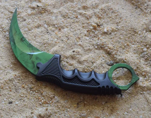 Vista 3 de Karambit - Cuchillo de entrenamiento de práctica de acero inoxidable con funda para principiantes, herramienta de entrenamiento 100% segura (verde)