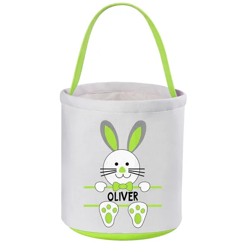 Vista 8 de Cestas de Pascua personalizadas, canasta de Pascua de VAPCUFF para niños, regalos de Pascua, bolsas de caza de huevos de Pascua para niñas y niños