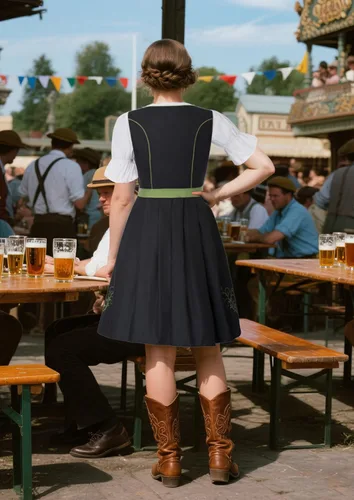 Vista 5 de JASAMBAC Vestidos de tirolesa de 3 piezas para mujer, trajes de Oktoberfest Verde militar