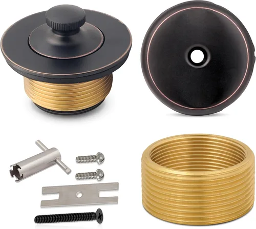 Vista 13 de Kit de drenaje y desbordamiento de bañera Lift & Turn - Conjunto universal de drenaje de bañera de latón con placa frontal de desbordamiento de un