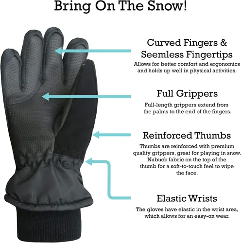 Vista 3 de N'Ice Caps - Guantes de invierno cálidos impermeables para niños con tecnología Thinsulate