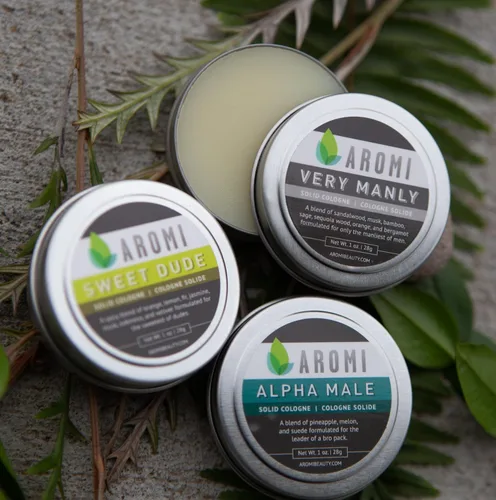Vista 3 de Aromi Alpha Male Colonia sólida Fragancia fresca, afrutada, aroma a piña, gamuza y lavanda, regalo del día del padre, viajes, vegano, libre