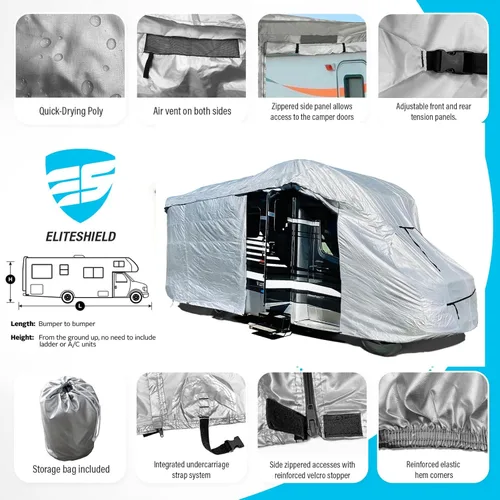 Vista 2 de EliteShield ShieldAll Ultimate Class C - Cubierta de autocaravana impermeable, resistente a los rayos UV, clase C, se adapta a vehículos recreativos