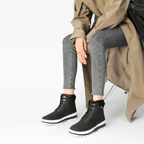 Vista 6 de kufeiti Botines de moda para mujer, botas de invierno con forro de piel, botas de nieve con cremallera para mujer