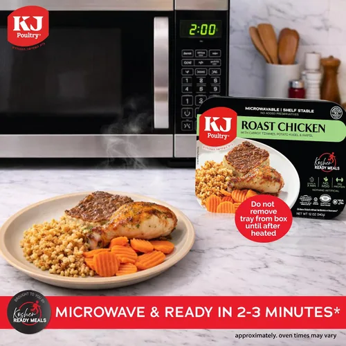 Vista 4 de KJ Poultry Comidas preparadas kosher – Bone In Chicken & Kugel, MRE - Comidas de carne listas para comer, comida shabbos, halal, (1 unidad)