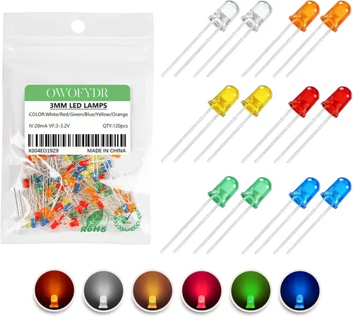 Vista 39 de 100 diodos LED RGB de 0.118 in, cátodo común, orificio pasante