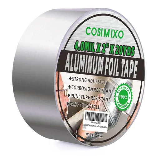 Vista 10 de Cinta adhesiva de papel de aluminio plateado COSIMIXO 3 pulgadas x 55 yardas, resistente, sellado y parcheado de alta temperatura, perfecta