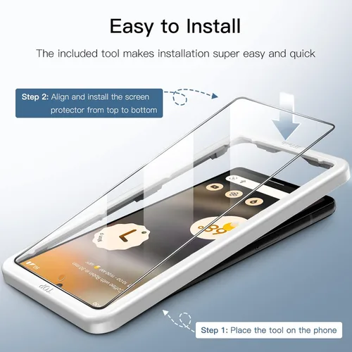 Vista 4 de JETech Protector de pantalla para Google Pixel 6a de 6.1 pulgadas con protector de lente de cámara, herramienta de fácil instalación, compatible