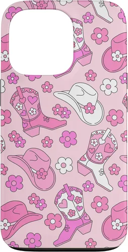 Vista 10 de iPhone 16 Pink Cowgirl Aesthetic Cowboy Boots Cowboy Hat Western Cute Case