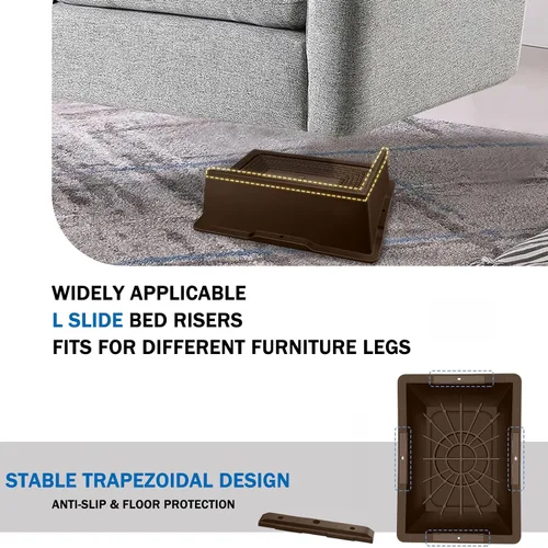 Vista 39 de ANNKUT Elevadores de cama de 2 pulgadas, resistentes, elevadores de sofá de gran tamaño, elevadores de muebles extra anchos para sofá, mesa