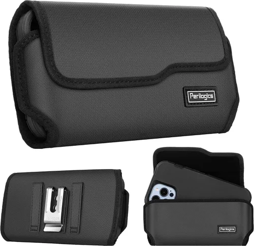 Vista 13 de Perilogics Funda magnética de nailon para teléfono con clip para cinturón Negro