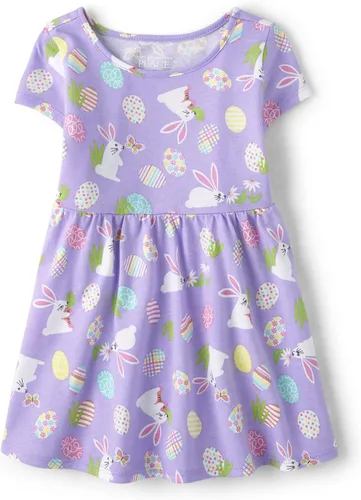 Vista 6 de The Children's Place, Vestido de moda de manga corta para niñas y niñas pequeñas