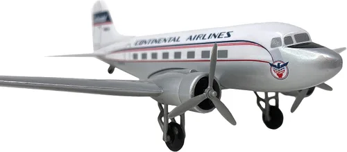 Vista 3 de Continental DC-3 Escala 1:100 - Avión de plástico a presión modelo - réplica coleccionable de aviones Continental Airlines - Parte #ADC-00300C-001