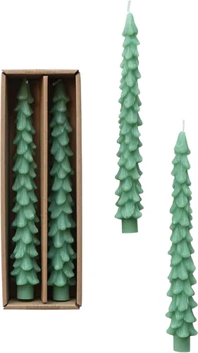 Vista 11 de Creative Co-Op Velas cónicas en forma de árbol sin perfume, ponche de huevo, juego de 2 en caja, 5 pulgadas Eggnog