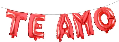 Vista 10 de Juego de decoración en español con texto en inglés "I Love You TE AMO" en español, pancarta de globos de letras en español "I Love You", decoración