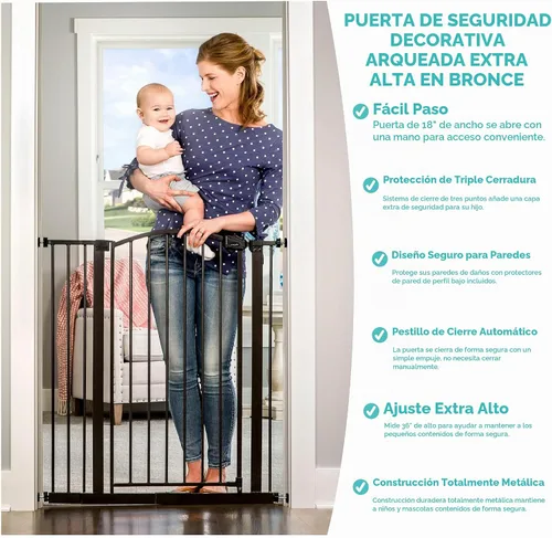 Vista 4 de Regalo Easy Step - Puerta para bebé, decoración arqueada extra alta, incluye kit de extensión de 4 pulgadas, kit de montaje a presión y 4 kit