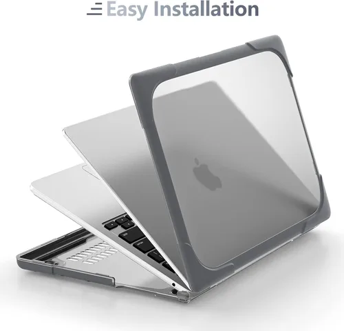 Vista 8 de Batianda - Funda resistente para MacBook Air de 15 pulgadas 2023-2026, color gris Ergonomic Foldable Stand Holds 22 lbs, TPU Bumper, Matte