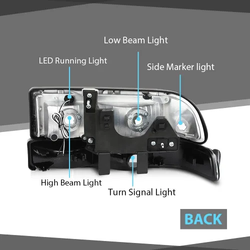 Vista 9 de CHEDA - Faro delantero LED, carcasa negra con lente transparente