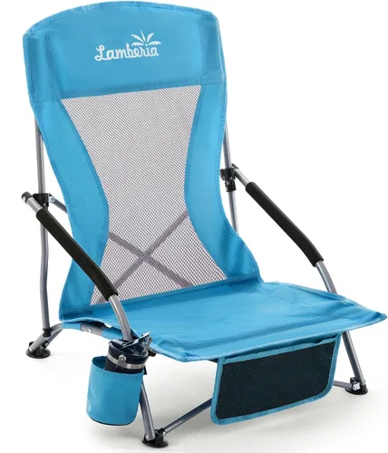 Vista 28 de Lamberia Silla de playa plegable para adultos, paquete de 2, sillas de playa bajas portátiles con capacidad de 300 libras, silla de camping ligera