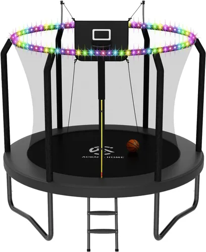 Vista 24 de Trampolín al aire libre con red para niños de 10 pies, 12 pies, 14 pies Negro