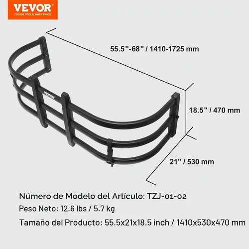 Vista 7 de VEVOR Extensor de Caja de Camión, para Ford Super Duty, Dodge Ram 1500/2500/3500, Toyota Tundra, Nissan Titan, Chevrolet Silverado, GMC Sierra