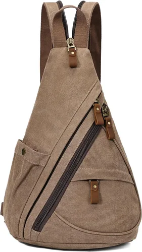Vista 24 de KL928 Mochila de Lona Tipo Bandolera - Mochila Cruzada Pequeña para Hombro, Mochila Informal Diurna, Mochila para Hombre y Mujer (Versión Grande)