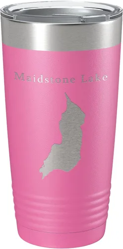 Vista 12 de Maidstone Lake Map Tumbler Travel Mug Insulated Laser Engraved Coffee Cup Vermont 20 oz Black