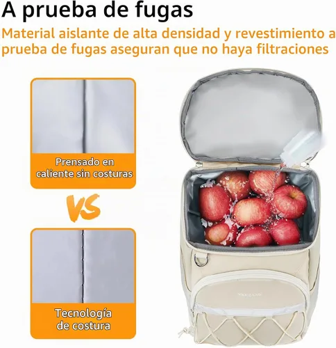 Vista 3 de Mochila enfriadora de 42 latas aisladas a prueba de fugas, suave y ligera para almuerzo, multifuncional, aislada, impermeable, para mujeres