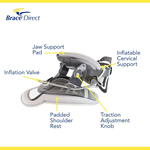 Vista 3 de Brace Direct Collar de tracción de aire cervical para el cuello – Dispositivo de descompresión cervical para hernia de disco, nervio pellizcado