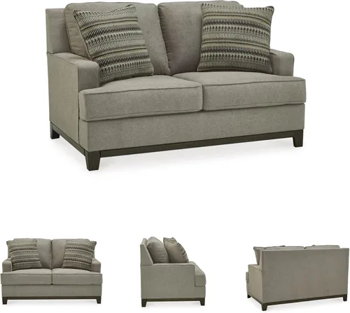 Vista 7 de Signature Design by Ashley Kaywood - Sofá biplaza moderno con almohadas decorativas, color gris