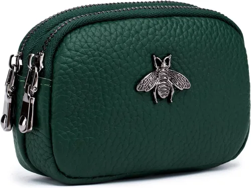 Vista 26 de Monedero de cuero para mujer, billetera pequeña para mujer, bolsa de cambio A-Negro