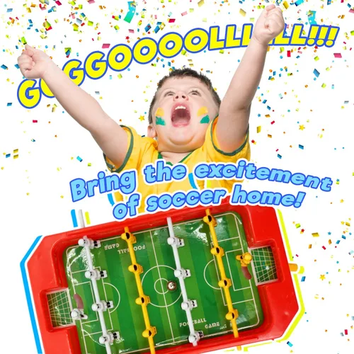 Vista 2 de JA-RU Mini Foosball Table (1 Toy) Mini Arcade Tabletop Soccer & Football Party Favors. Portable Handheld Games for Kids & Office Desk Toys. 255-1s