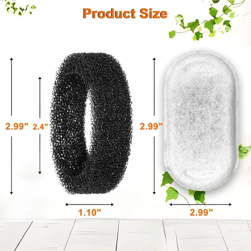 Vista 4 de Filtros de fuente de agua para gatos, 4 filtros+4 filtros de repuesto de esponja para 108/3.2L y 67oz/2LDispensador de agua de acero inoxidable
