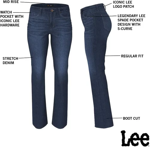 Vista 5 de Jeans Lee legendarios de talle medio para mujer, talla grande