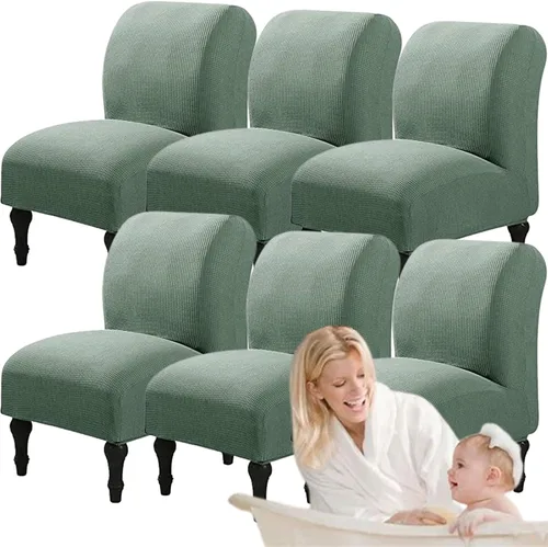 Vista 35 de Fundas elásticas para silla sin brazos, extraíbles y lavables, de elastano jacquard sin reposabrazos, protector de muebles para sala de estar, Verde