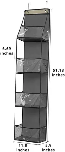 Vista 6 de Organizador colgante para puerta de armario, 4 estantes y 4 bolsillos para artículos esenciales de bebé, almacenamiento de dormitorio de niñas