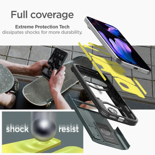 Vista 3 de Spigen Tough Armor - Funda diseñada para Pixel 9 Pro XL (2024) [Protección de grado militar] [Soporte con patas] - Verde abismo Soporte integrado