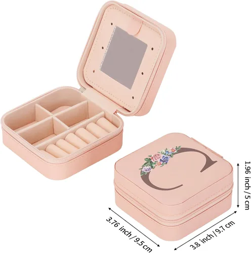 Vista 2 de LETURE Joyero de viaje pequeño joyero organizador de joyas con espejo, regalos únicos para mujeres, adolescentes, niñas, mamá, abuela, regalos