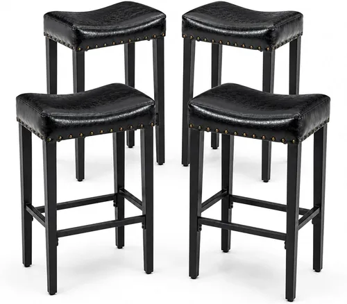 Vista 11 de Hommoo Juego de 2 taburetes de bar de 25 pulgadas de altura de mostrador para cocina, taburetes modernos de isla con espalda descubierta y sin