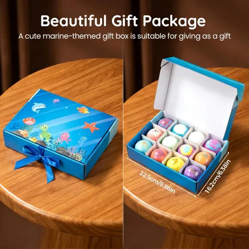 Vista 6 de Bombas de baño con caja de bolas de sal de juguete oceánico, regalos de Pascua, rellenos de cesta de Pascua de burbujas, rellenos de huevos de Azul