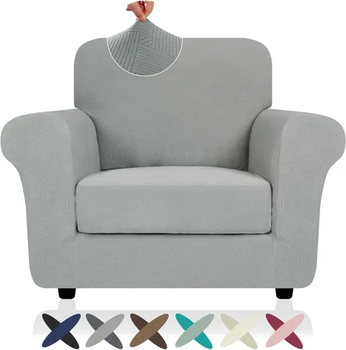 Vista 57 de ZNSAYOTX 2026 Funda de silla a rayas de 2 piezas (79 cm - 117 cm), funda de sillón elástica gruesa con banda elástica antideslizante y lazos
