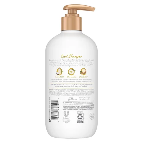 Vista 6 de Suave Baby Curl Champú para cabello rizado y rizado, con aceite de coco 100% natural, manzanilla y manteca de karité, sin parabenos, fragancia